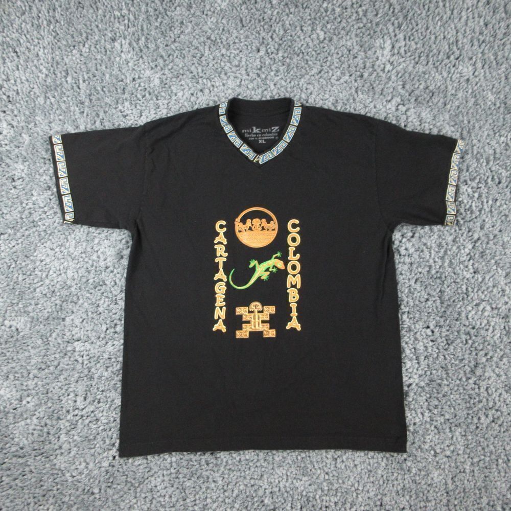 Cartagena Columbia Shirt Womens Extra Large Black Short Sleeve V-Neck